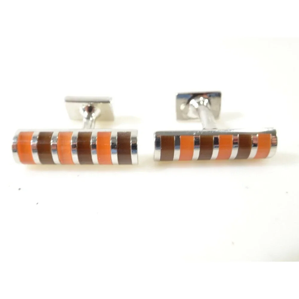 Pink Men's Burgundy Orange Silver Cuff Links